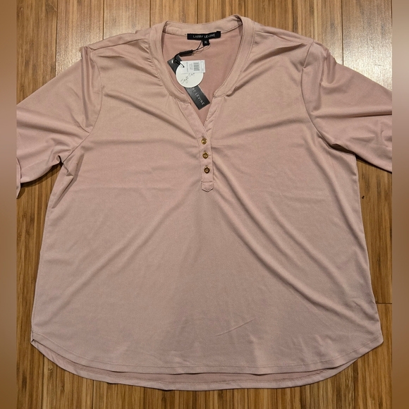 NWT Larry Levine Pink Button-Down Top - Picture 2 of 7